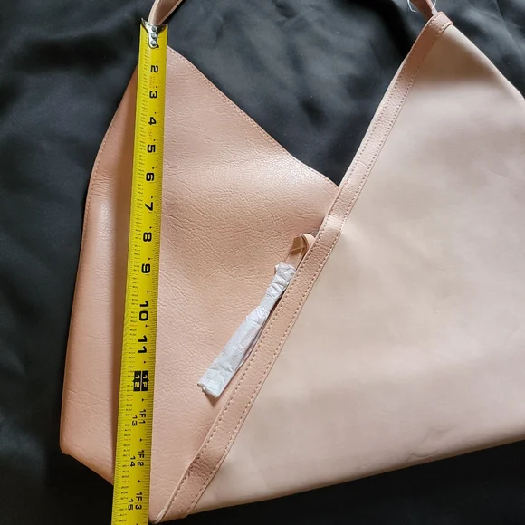 Ulta Beauty Blush Pink Asymmetrical Faux Leather Tote Shoulder Bag, Zip Pocket - Picture 4 of 5